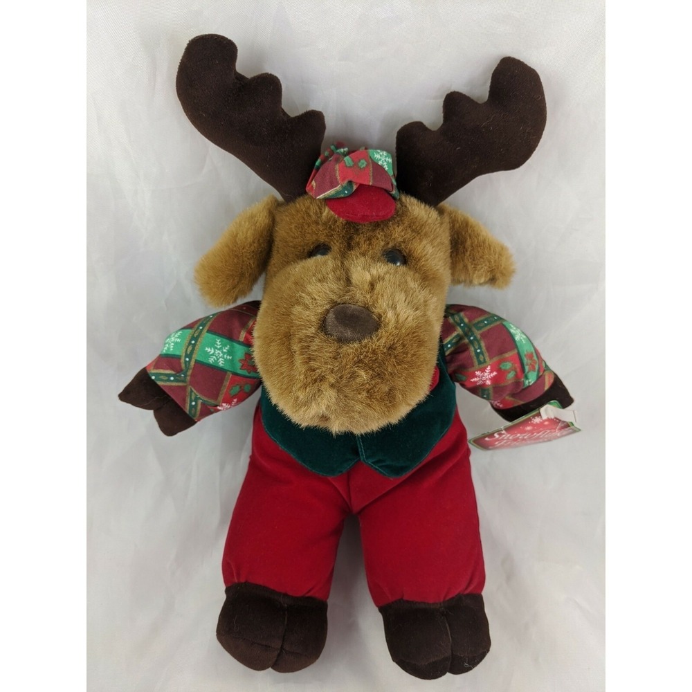 Christmas Snowflake Friends Deer Moose Plush 13" Dandee Intl Stuffed Animal toy